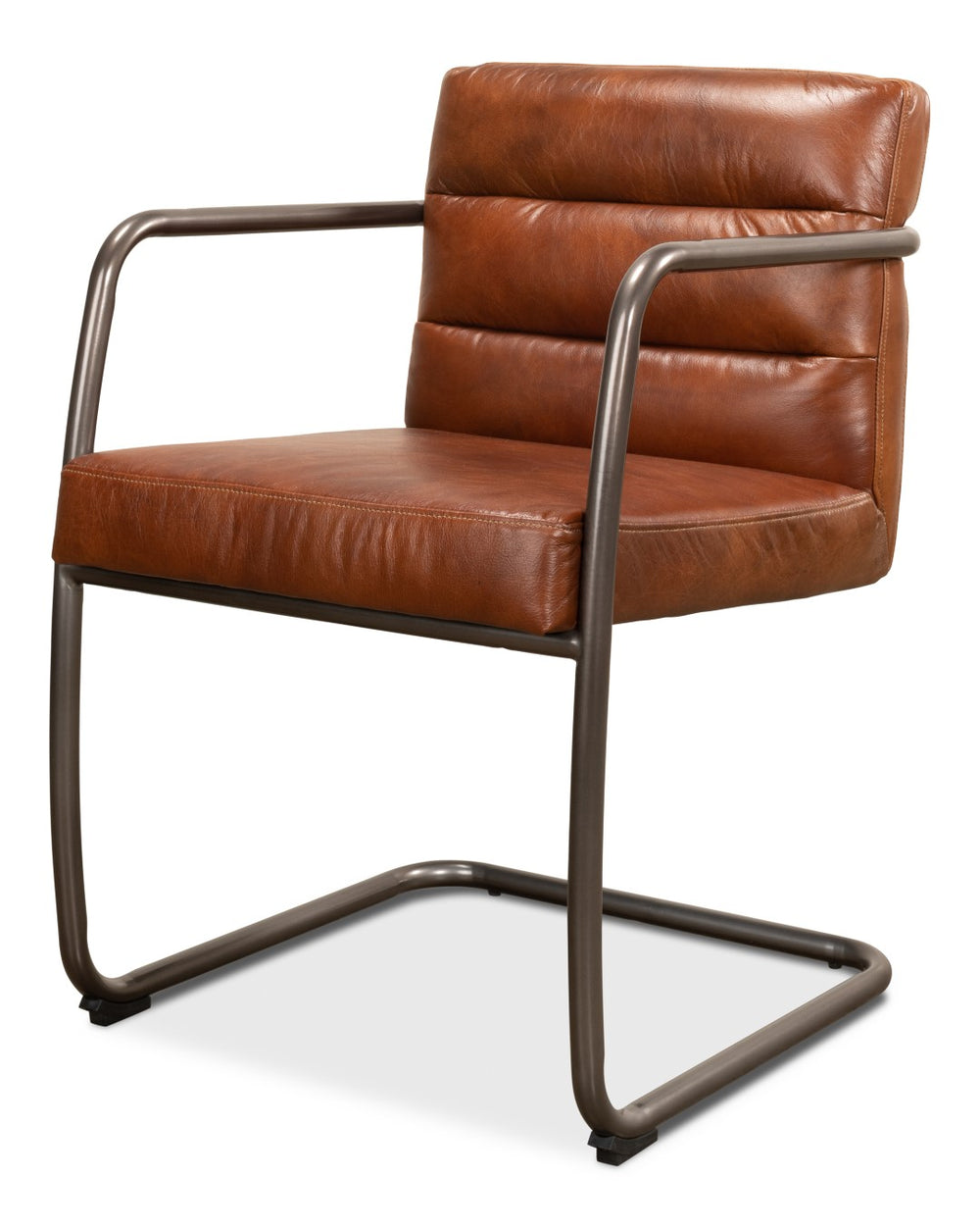 Sarreid Director's Chair - Luxurious Brown Leather With Aged Metal Frame For Stylish Comfort & Durability Brown  28893