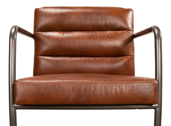 Sarreid Director's Chair - Luxurious Brown Leather With Aged Metal Frame For Stylish Comfort & Durability Brown  28893