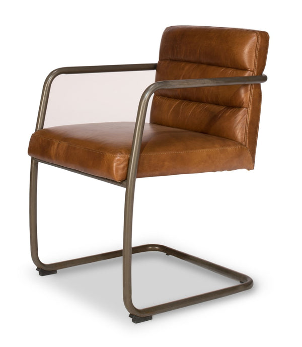 Sarreid Director's Chair - Luxurious Brown Leather With Aged Metal Frame For Stylish Comfort & Durability Brown  28893