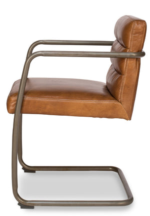 Sarreid Director's Chair - Luxurious Brown Leather With Aged Metal Frame For Stylish Comfort & Durability Brown  28893