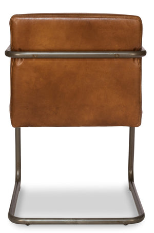 Sarreid Director's Chair - Luxurious Brown Leather With Aged Metal Frame For Stylish Comfort & Durability Brown  28893