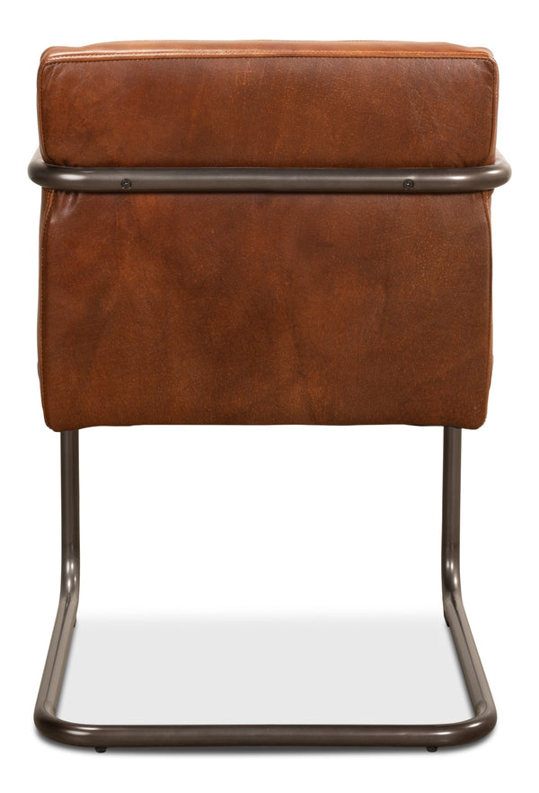 Sarreid Director's Chair - Luxurious Brown Leather With Aged Metal Frame For Stylish Comfort & Durability Brown  28893