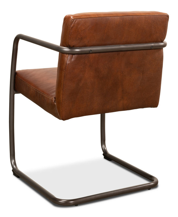 Sarreid Director's Chair - Luxurious Brown Leather With Aged Metal Frame For Stylish Comfort & Durability Brown  28893