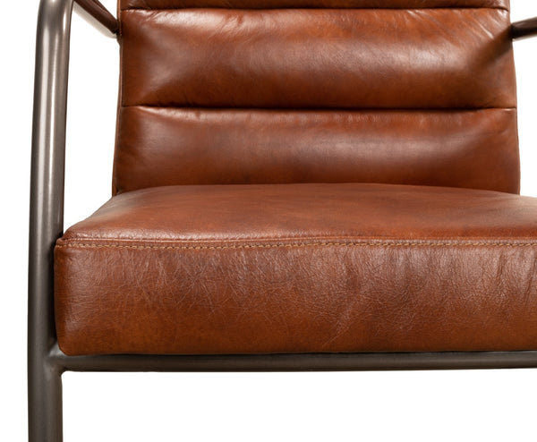 Sarreid Director's Chair - Luxurious Brown Leather With Aged Metal Frame For Stylish Comfort & Durability Brown  28893
