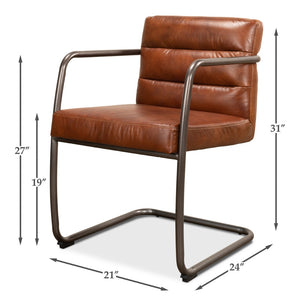 Sarreid Director's Chair - Luxurious Brown Leather With Aged Metal Frame For Stylish Comfort & Durability Brown  28893