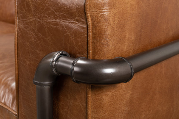 Sarreid Antwerp Sofa - Luxurious Cuba Brown Leather With Aged Iron Finish For Timeless Elegance And Comfort Brown  28897