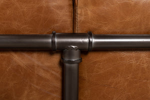 Sarreid Antwerp Sofa - Luxurious Cuba Brown Leather With Aged Iron Finish For Timeless Elegance And Comfort Brown  28897