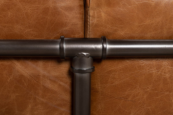 Sarreid Antwerp Sofa - Luxurious Cuba Brown Leather With Aged Iron Finish For Timeless Elegance And Comfort Brown  28897