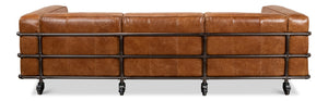 Sarreid Antwerp Sofa - Luxurious Cuba Brown Leather With Aged Iron Finish For Timeless Elegance And Comfort Brown  28897