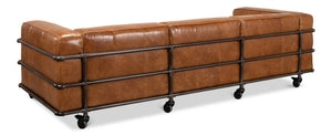 Sarreid Antwerp Sofa - Luxurious Cuba Brown Leather With Aged Iron Finish For Timeless Elegance And Comfort Brown  28897