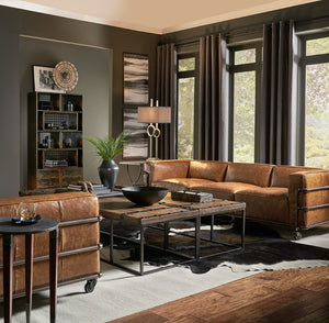 Sarreid Antwerp Sofa - Luxurious Cuba Brown Leather With Aged Iron Finish For Timeless Elegance And Comfort Brown  28897