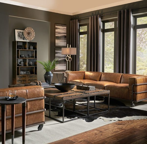 Sarreid Antwerp Sofa - Luxurious Cuba Brown Leather With Aged Iron Finish For Timeless Elegance And Comfort Brown  28897