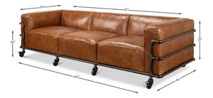 Sarreid Antwerp Sofa - Luxurious Cuba Brown Leather With Aged Iron Finish For Timeless Elegance And Comfort Brown  28897