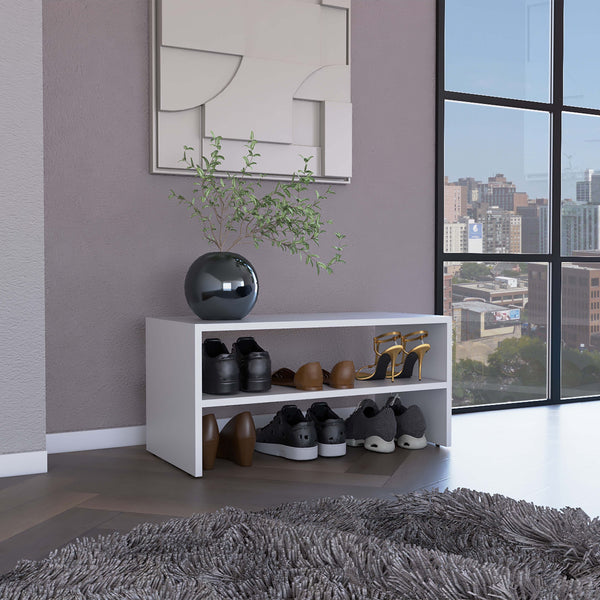 English Elm Basic 23" Wide 2-tier shoe rack | Stackable, space-saving organizer for closets, entryways & stairs White 33 L x 19 W x 4 H B070P234324