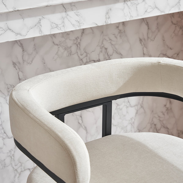 English Elm Modern Chenille Counter Stools Set of 2 — Upholstered Ergonomic Bar Chairs with Metal Frame & Armrests for Kitchen Island White W1901P264276