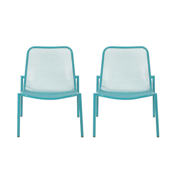 English Elm Christopher Knight Home® - KINCAID Hand-Crafted Iron Dining Chair Set of 2 with Durable Finish, Compact Modern Design, Assembly Required Teal 65200.00T