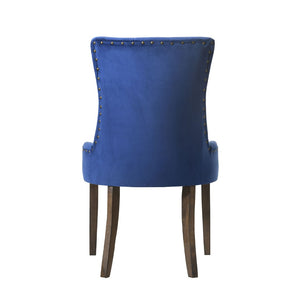 English Elm Set Of 2 Luxurious Velvet Dining Chairs In Rich Blue With Weathered Oak Legs For Timeless Elegance B016P315275-GIGA