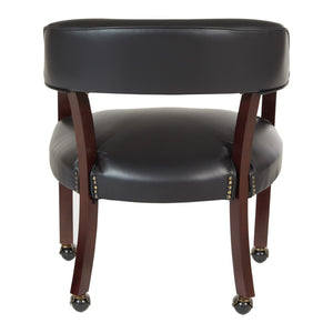 OSP Home Furnishings Traditional Guest Chair with Brass Nailhead Trim Vinyl Upholstery and Rolling Casters TV231-3