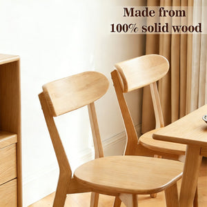 English Elm Solid Natural Wood Mid-century Dining Chairs Curved Back Upholstered Seat Set of 2 W3204P429362