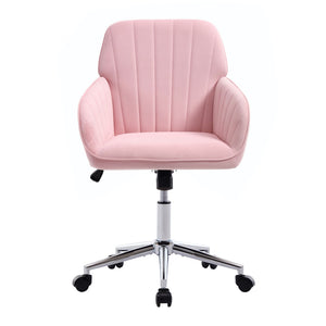 English Elm Ty Velvet Swivel Chair – Ergonomic Office Seating With Plush Memory Foam, Stylish Baby-Pink Design W2311P295812-GIGA