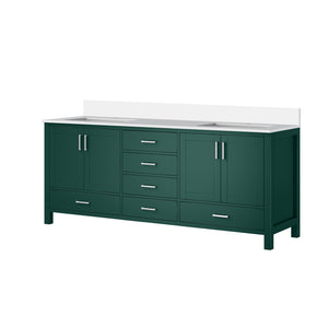 English Elm Green Double Bath Vanity 80" W x 22" D with Cultured Marble Top, Solid Wood, Soft-Close Drawers, Storage B2731P259145