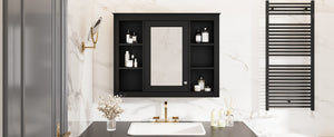 English Elm 35'' Modern Wall-Mounted Medicine Cabinet With Mirror, 6 Shelves & Towels Rod For Effortless Storage N710P236930B