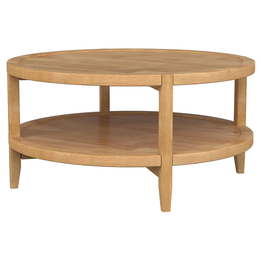 English Elm Isbell Round Solid Wood Coffee Table – Modern Farmhouse Charm With Maple Finish & Ample Storage Space B062P299894