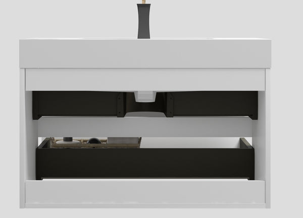 English Elm Alice 36" White Floating Bathroom Vanity With Large Storage, Pre-Assembled Modern Design & Sink W1865S00003