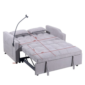English Elm 1 Suede Futon Sofa Bed with Adjustable Backrest Usb Port and Swivel Phone Stand W3739P434532