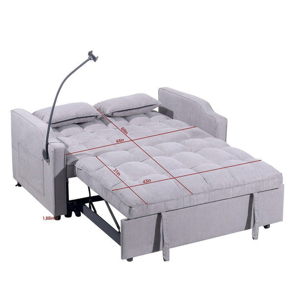 English Elm 1 Suede Futon Sofa Bed with Adjustable Backrest Usb Port and Swivel Phone Stand W3739P434532