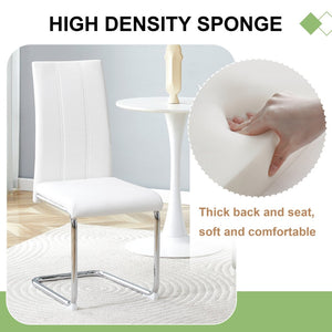 English Elm 4-pack Pu High-back Dining Chairs with Powder-coated Metal Legs for Modern Kitchens White W3875P372869