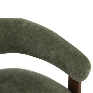 English Elm Christopher Knight Home® - Accent modern minimalist arm chair with three-leg rubberwood frame, premium fabric upholstery, easy assembly and stable comfort Green,Walnut 29 L x 27.75 W x 21 H N776P368457G