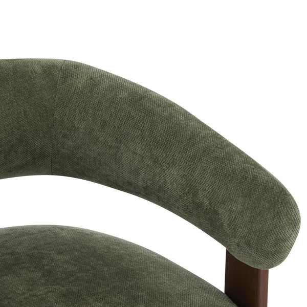 English Elm Christopher Knight Home® - Accent modern minimalist arm chair with three-leg rubberwood frame, premium fabric upholstery, easy assembly and stable comfort Green,Walnut 29 L x 27.75 W x 21 H N776P368457G