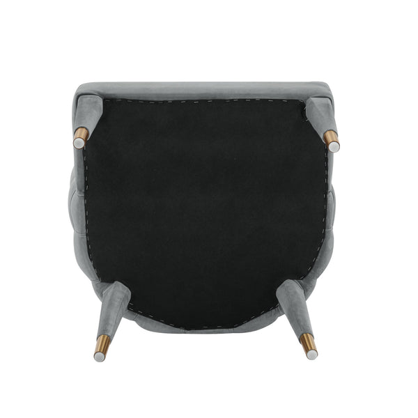 English Elm Maya Velvet Dining Chair with Tufted Back, Elm Wood Frame & Gold-Tip Legs, Plush Upholstery, 330 lb Capacity Grey B365P397744