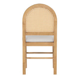 English Elm Trexm 4 Retro Upholstered Chairs With Rattan Backrests For Dining Room and Kitchen (Natural Wood Wash)