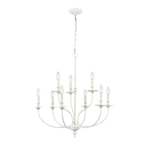 Hartford 29'' Wide 9-Light Chandelier - Farmhouse White 28903/6+3 Elk Lighting