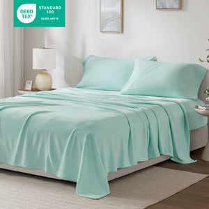 English Elm 4 Pcs King Sheet Set In Aqua - Luxurious Microfleece, Softness & Easy Care For Cozy Comfort B035P319756