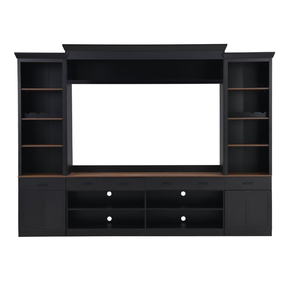 English Elm Tv Stand Media Wall Unit with Wine Rack Walnut Two Tone Farmhouse Mid Century Style N721P249238B