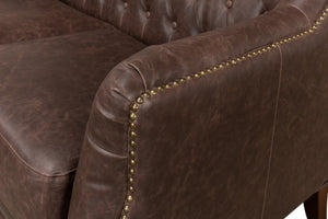 Sarreid Brooks Chocolate Faux Leather Tufted 2 Seat Sofa With Birch And Walnut Finish For Modern Comfort Brown  28927