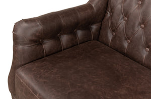 Sarreid Brooks Chocolate Faux Leather Tufted 2 Seat Sofa With Birch And Walnut Finish For Modern Comfort Brown  28927