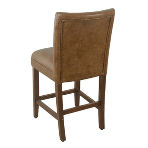 English Elm 24 Inch Counter Stool Faux Leather Cushioned Seat Walnut Wood Legs Kitchen B056P412627