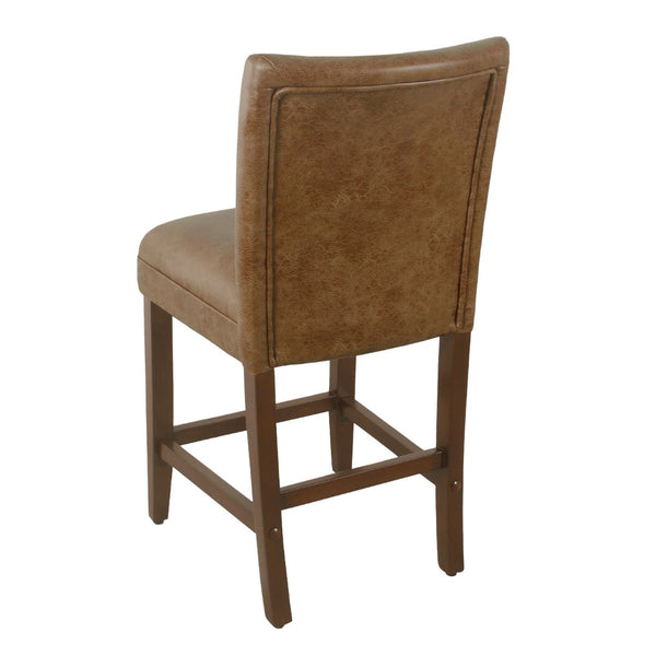 English Elm 24 Inch Counter Stool Faux Leather Cushioned Seat Walnut Wood Legs Kitchen B056P412627