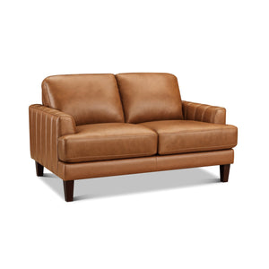 English Elm Cassia Brown Leather Loveseat with Top-Grain Seating, Pocket Coil Cushions & Kiln-Dried Frame B2705P338097