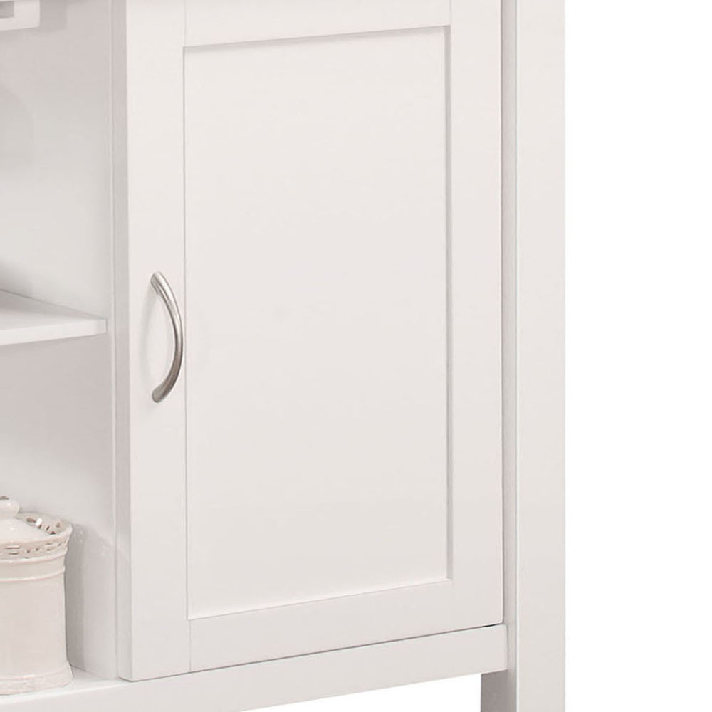 English Elm Ottawa Black Wooden Top Kitchen Cart with White Finish, Stemware Rack, Towel Bar, Locking Casters B2726P272329