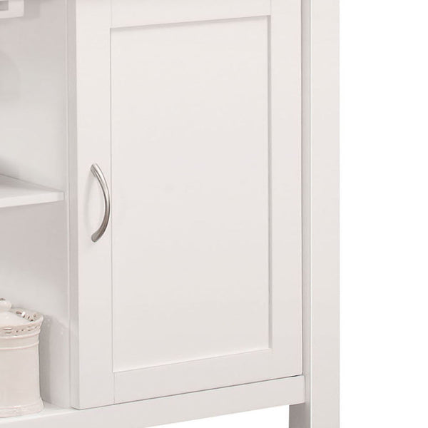 English Elm Ottawa Black Wooden Top Kitchen Cart with White Finish, Stemware Rack, Towel Bar, Locking Casters B2726P272329