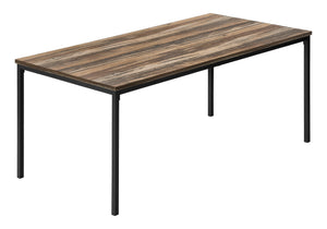 English Elm Table 3-Piece Set with Reclaimed-Look Laminate Tops and Sleek Metal Frame for Modern Living Rooms Brown 48 L x 24 W x 4 H B2710P219973