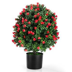 English Elm 2-pack Artificial Rose Topiary Ball Trees Uv Resistant Lifelike Blooms for Patio Entryway W2181P362938