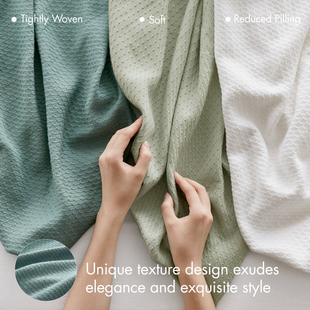 JLA Home Madison Park - Blanket Egyptian Cotton Ultra-Soft Throw for Beds and Sofas, Durable Machine-Washable Comfort Teal MP51N-6433