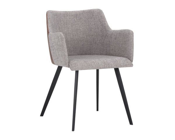 Sunpan Griffin Dining Armchair - Modern Comfort Meets Stylish Design for Any Space with Durable Iron Legs November Grey / Bravo Cognac