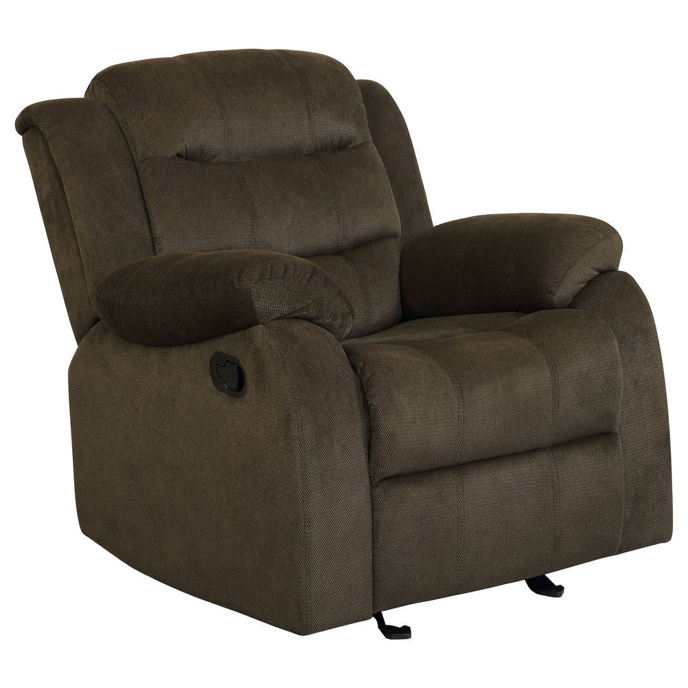English Elm Cadenza Olive Brown Upholstered Glider Recliner with Padded Arms, Smooth Glide, Cozy Earthy Elegance B062P331085